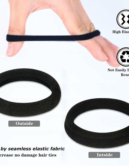 Load image into Gallery viewer, 50PCS Black Cotton Hair Ties for Women &amp; Girls Soft Stretchy Ponytail Holders
