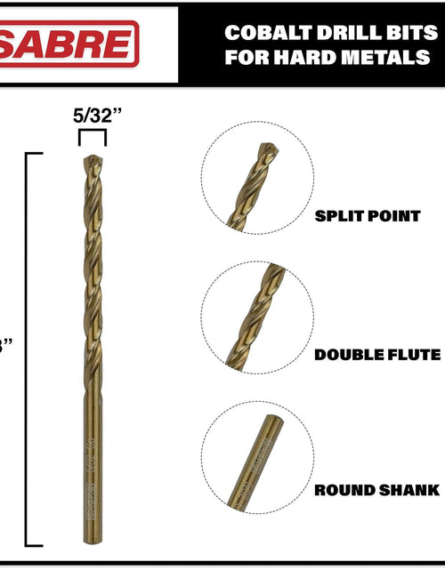 Load image into Gallery viewer, Sabre Tools 5/32” Cobalt Drill Bit Set 5pcs M35 Split Point Steel Metal Cast
