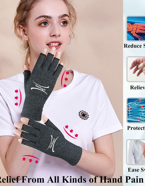 Load image into Gallery viewer, 2 Pairs Arthritis Gloves Compression Fingerless Pain Relief Gloves Small
