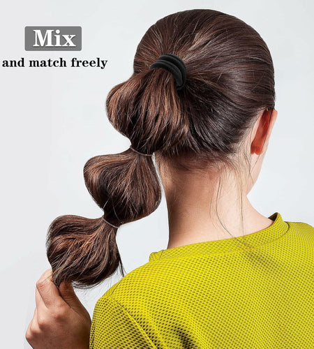 50PCS Black Cotton Hair Ties for Women & Girls Soft Stretchy Ponytail Holders