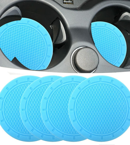 4-Pack Cup Holder Coasters 2.75” Non-Slip PVC Car Accessory Gray