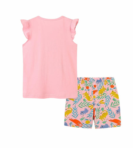 Zlwse Toddler Girls Summer Outfit Cotton Tank Top & Shorts Set 2T-7Y