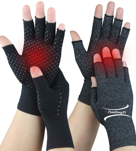2 Pairs Arthritis Gloves Compression Fingerless Pain Relief Gloves Small