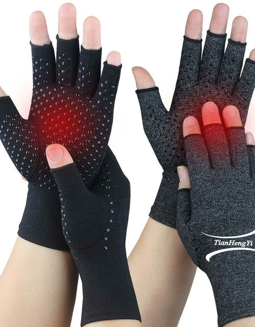 Load image into Gallery viewer, 2 Pairs Arthritis Gloves Compression Fingerless Pain Relief Gloves Small
