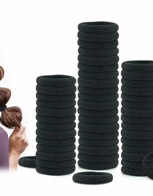 Load image into Gallery viewer, 50PCS Black Cotton Hair Ties for Women &amp; Girls Soft Stretchy Ponytail Holders
