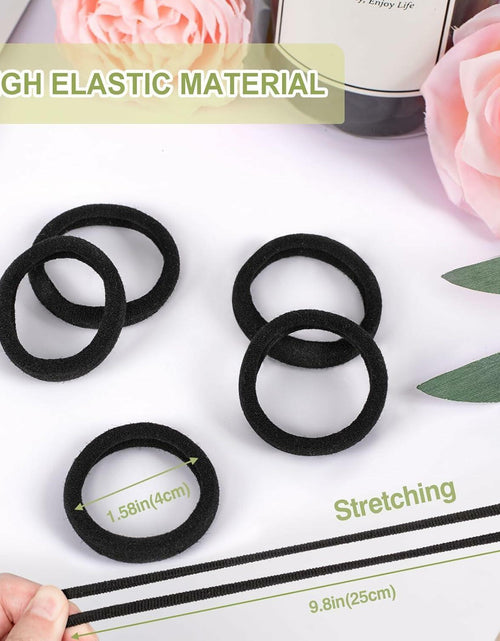 Load image into Gallery viewer, 50PCS Black Cotton Hair Ties for Women &amp; Girls Soft Stretchy Ponytail Holders
