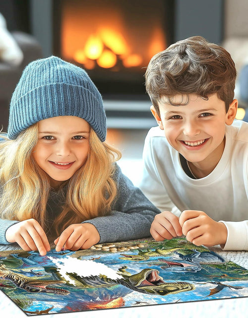 Load image into Gallery viewer, MINIWAN Dinosaur Floor Puzzle 200 Pieces Colorful Jurassic Park 19x13 in
