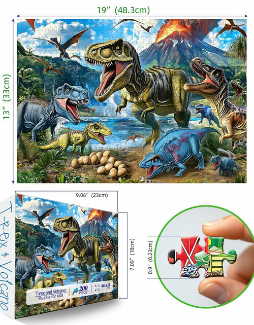 Load image into Gallery viewer, MINIWAN Dinosaur Floor Puzzle 200 Pieces Colorful Jurassic Park 19x13 in
