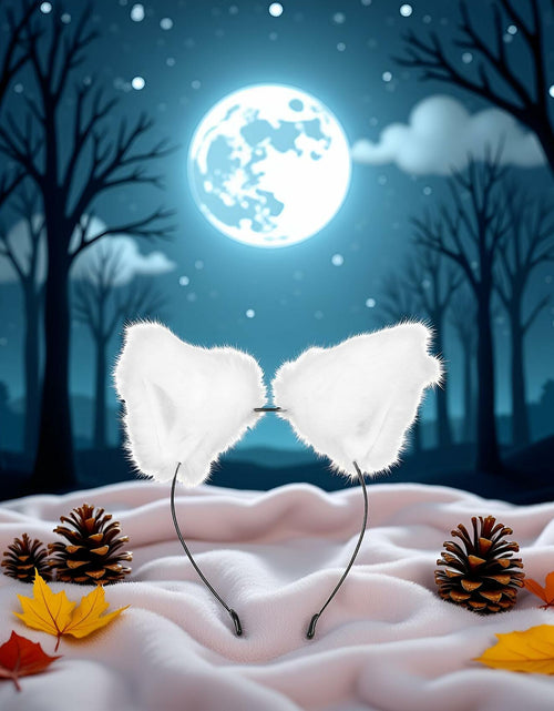 Load image into Gallery viewer, Jinshining White Cat Fox Ears Cosplay Headband with Bells Faux Fur Unisex
