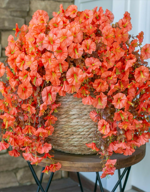 Load image into Gallery viewer, HyeFlora Fake Mums Artificial Fall Hanging Flowers 2 PCS Orange Brown Leaves
