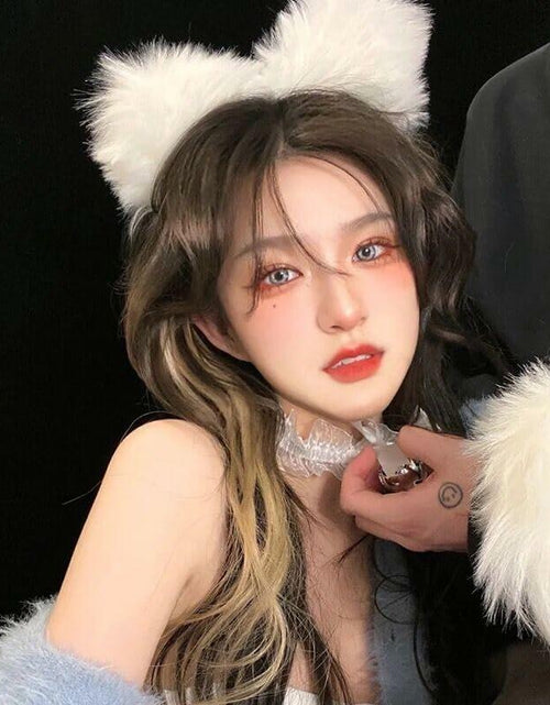Load image into Gallery viewer, Jinshining White Cat Fox Ears Cosplay Headband with Bells Faux Fur Unisex
