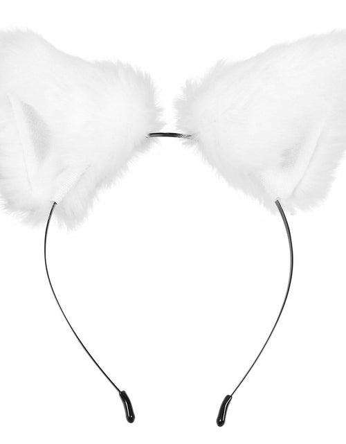 Load image into Gallery viewer, Jinshining White Cat Fox Ears Cosplay Headband with Bells Faux Fur Unisex

