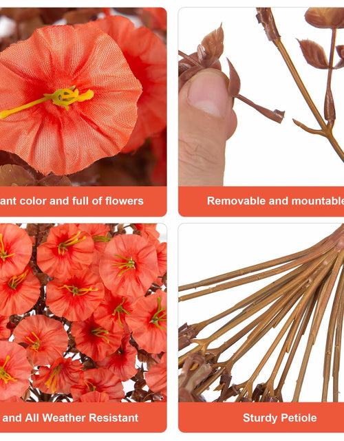 Load image into Gallery viewer, HyeFlora Fake Mums Artificial Fall Hanging Flowers 2 PCS Orange Brown Leaves
