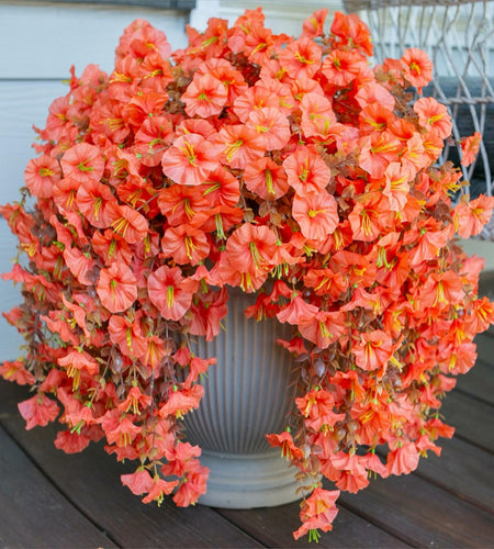 HyeFlora Fake Mums Artificial Fall Hanging Flowers 2 PCS Orange Brown Leaves
