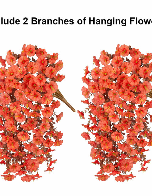 Load image into Gallery viewer, HyeFlora Fake Mums Artificial Fall Hanging Flowers 2 PCS Orange Brown Leaves
