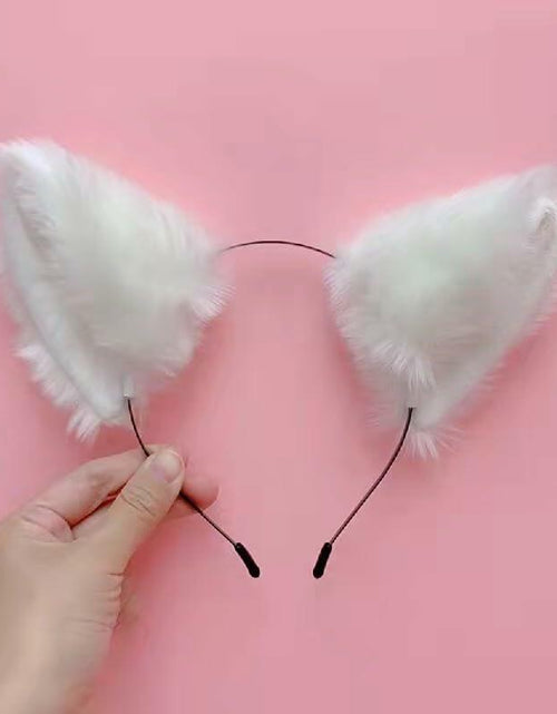 Load image into Gallery viewer, Jinshining White Cat Fox Ears Cosplay Headband with Bells Faux Fur Unisex
