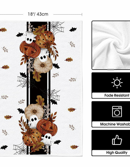 Load image into Gallery viewer, Artoid Mode Halloween Kitchen Towels Set 2 Black Polka Dot Pumpkin 18x26 Inch
