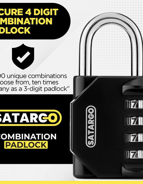Load image into Gallery viewer, Satargo 4 Digit Combination Lock Cut Resistant Gym Padlock Yellow 2 Pack
