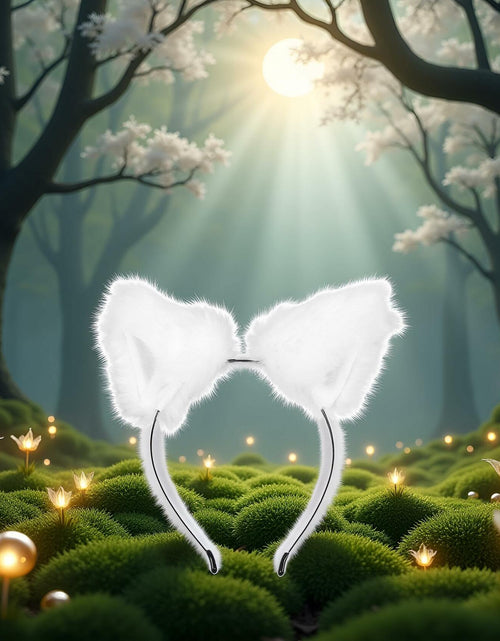 Load image into Gallery viewer, Jinshining White Cat Fox Ears Cosplay Headband with Bells Faux Fur Unisex
