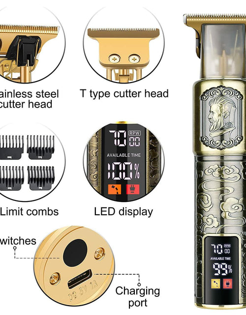 Load image into Gallery viewer, Hilandkom Hair Clippers Men Cordless T-Blade Trimmer Rechargeable LCD Figure-03
