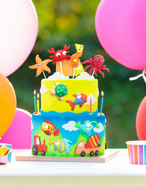 Load image into Gallery viewer, Yulejo 10 Pcs Dinosaur Cake Toppers Clay Jungle Safari Party Decor 2-3in
