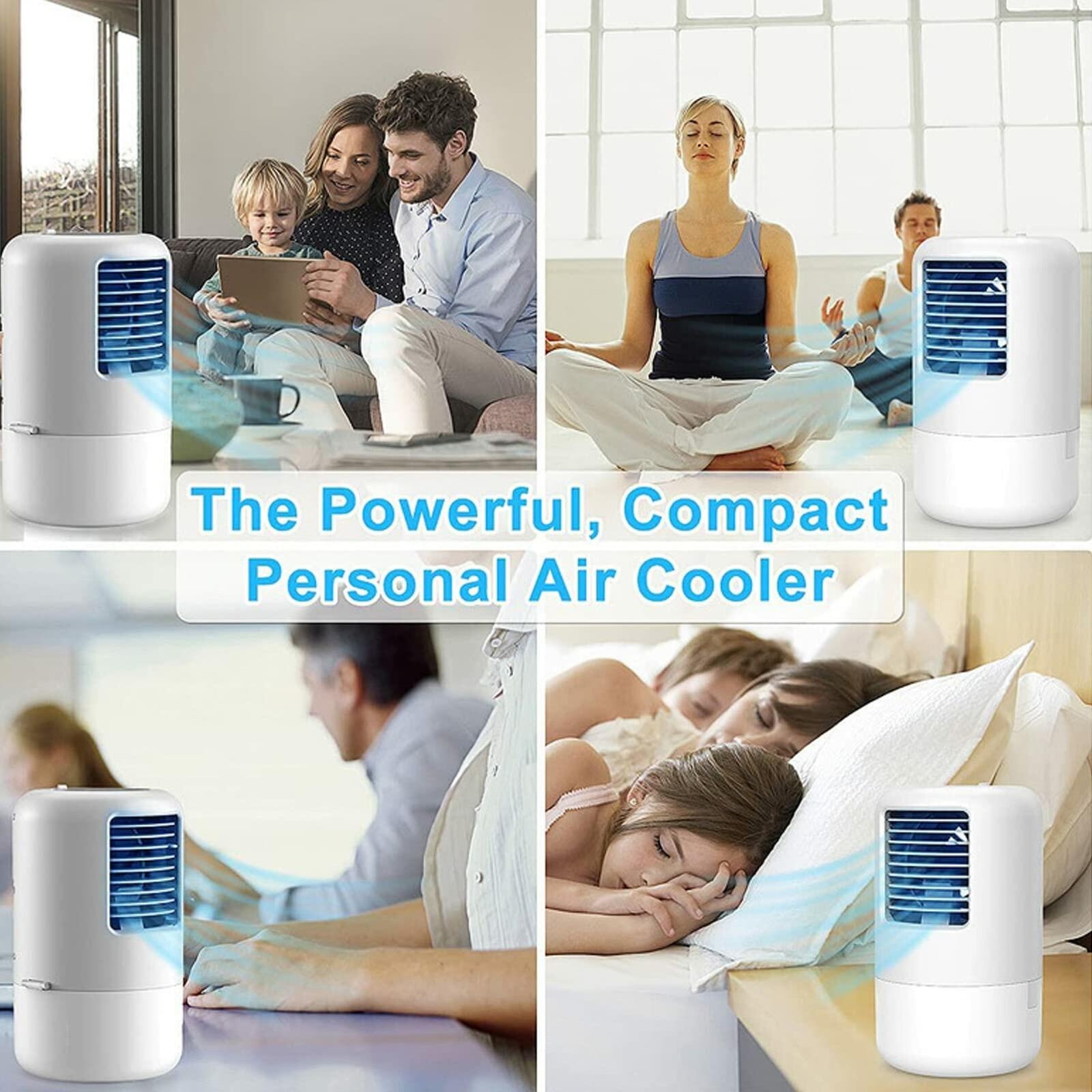 YUYTE Portable Air Conditioner Cooler Humidifier 3 Speeds 7 Colors 500ML White