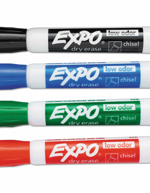 Load image into Gallery viewer, EXPO Low Odor Dry Erase Markers Chisel Tip Basic Assorted 4 pk
