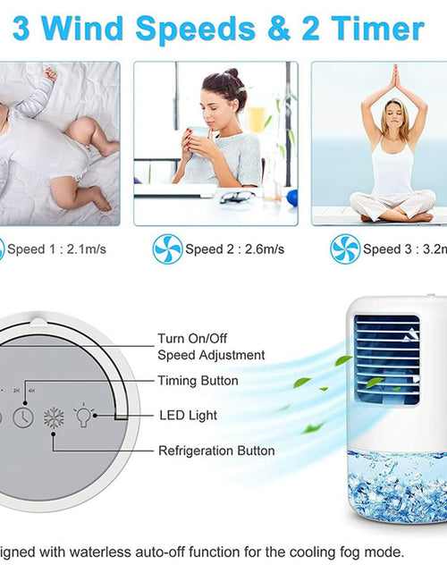 Load image into Gallery viewer, YUYTE Portable Air Conditioner Cooler Humidifier 3 Speeds 7 Colors 500ML White
