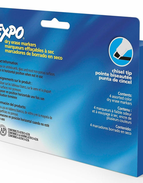 Load image into Gallery viewer, EXPO Low Odor Dry Erase Markers Chisel Tip Basic Assorted 4 pk
