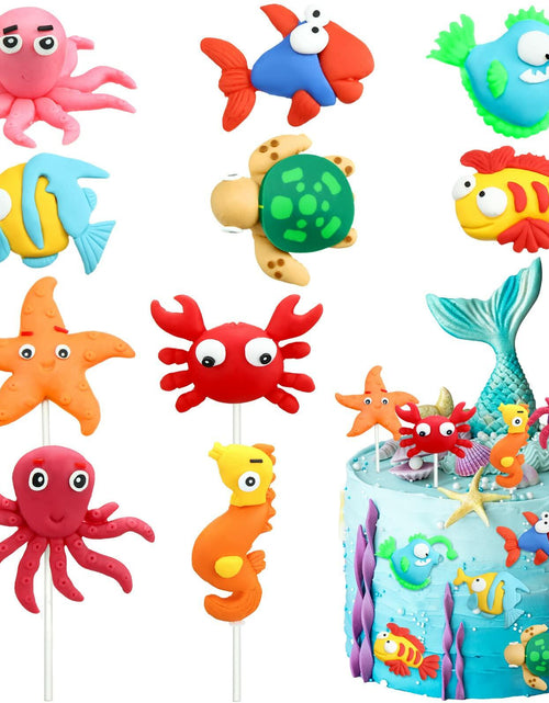 Load image into Gallery viewer, Yulejo 10 Pcs Dinosaur Cake Toppers Clay Jungle Safari Party Decor 2-3in
