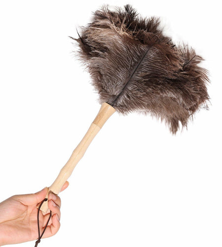 Greenfeather Small Ostrich Feather Duster 16in Wooden Handle 2 Pack