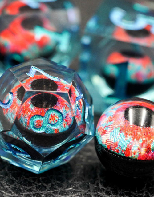 Load image into Gallery viewer, Maywin Dungeons &amp; Dragons Liquid Core Dragon Eye Polyhedral Dice Set
