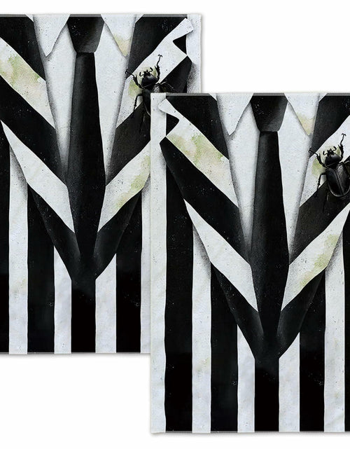 Load image into Gallery viewer, Jiudungs Halloween Kitchen Towels Set of 2 Black White Stripe 18x26 Inch

