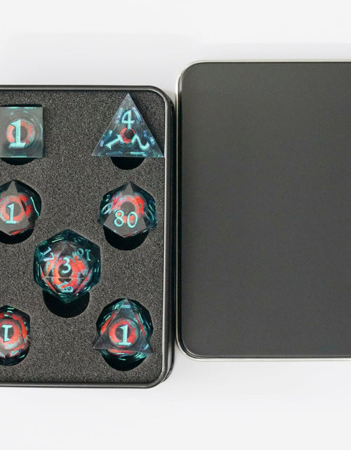 Load image into Gallery viewer, Maywin Dungeons &amp; Dragons Liquid Core Dragon Eye Polyhedral Dice Set
