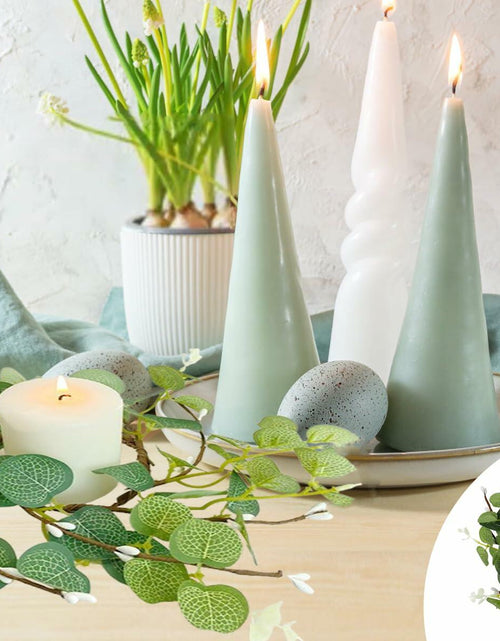 Load image into Gallery viewer, CARMELIT Easter Candle Ring Wreaths 15x15cm Artificial Eucalyptus Green 2 Pcs
