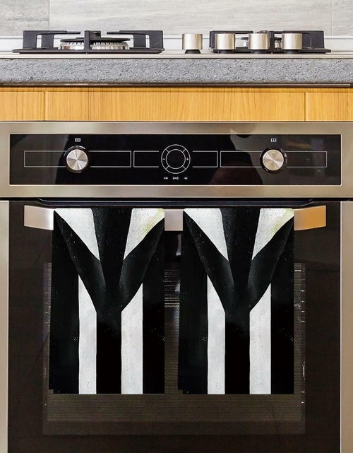 Load image into Gallery viewer, Jiudungs Halloween Kitchen Towels Set of 2 Black White Stripe 18x26 Inch
