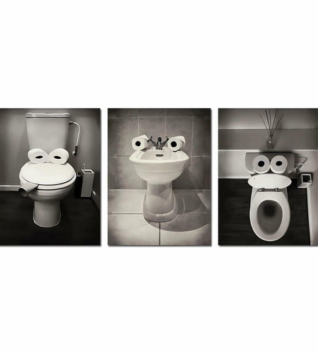 AIOCDIT Funny Dog Bathroom Wall Art Canvas Prints Set of 4 8x10 Unframed