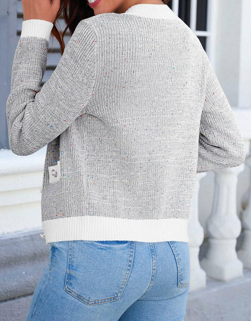 Load image into Gallery viewer, Langwyqu Womens Long Sleeve Button Down Cardigan Sweater Grey Size XL
