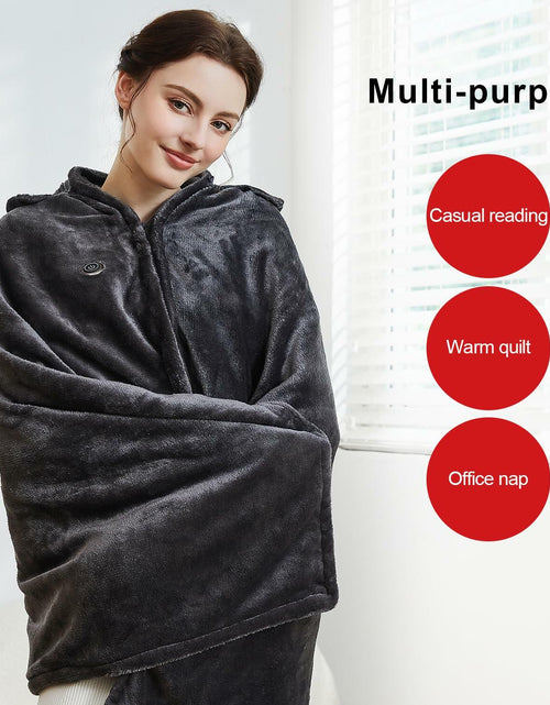 Load image into Gallery viewer, Lailisapex USB Heated Wearable Blanket Shawl Hooded, Portable, 3 Gears
