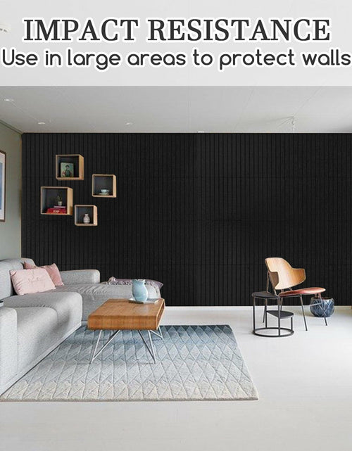 Load image into Gallery viewer, FUANGUI Felt Board 12 Pack Large Wall Tiles with Adhesive Tabs Stripe Black
