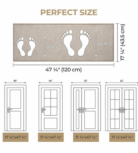 GRANNY SAYS Non-Slip Rubber Door Mat 17x47in Khaki Low Profile Runner