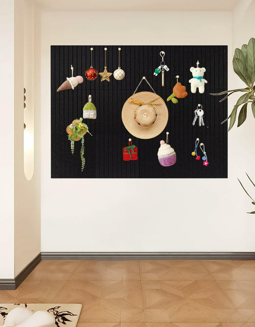 Load image into Gallery viewer, FUANGUI Felt Board 12 Pack Large Wall Tiles with Adhesive Tabs Stripe Black
