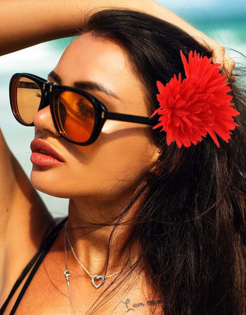 Load image into Gallery viewer, Haomye Dahlia Flower Hairpins Red Orange 2PCS Hawaiian Wedding Style

