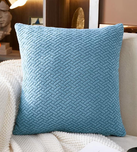 Yoovat Throw Pillow Cover 16x16 inch Sea Blue Texture Polyester