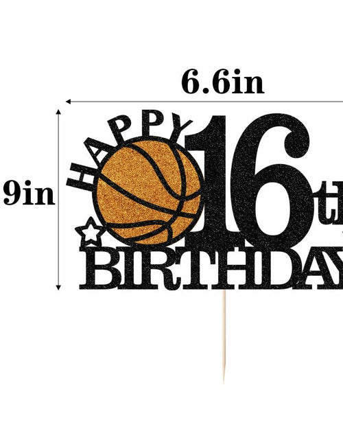 Load image into Gallery viewer, Klionjor Basketball 16th Birthday Cake Topper Black Glitter 16 Count Cardboard
