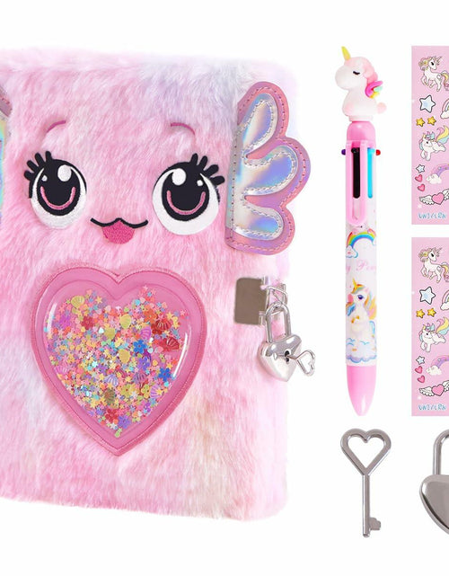 Load image into Gallery viewer, PrinBarBee French Bulldog Diary with Lock Plush 160 Pages Multicolor Pen
