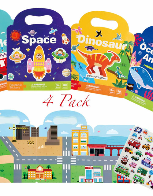 Load image into Gallery viewer, Generic 4 Pack Reusable Sticker Books 120+ Puffy Stickers Multicolor
