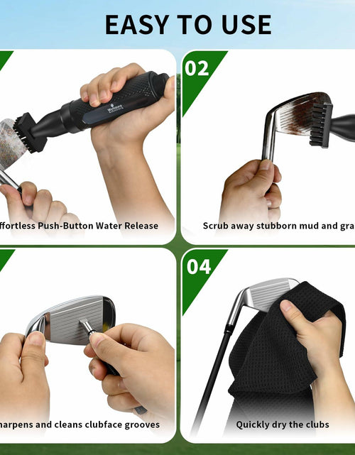 Load image into Gallery viewer, Wynaura Pro Golf Club Cleaner Brush Set with Groove Sharpener &amp; Towel Black
