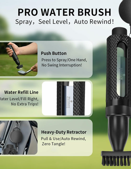 Load image into Gallery viewer, Wynaura Pro Golf Club Cleaner Brush Set with Groove Sharpener &amp; Towel Black
