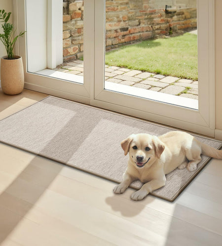 GRANNY SAYS Non-Slip Rubber Door Mat 17x47in Khaki Low Profile Runner